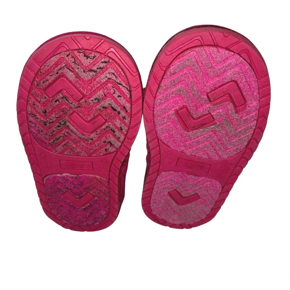 Disney Minnie Mouse Toddler Girls Hot Pink Faux Fur Bow Winter Boots Size 4